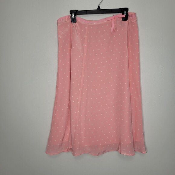 VIntage y2k pink feminine polka dot bow a line silk dreamy delicate skirt 18 - Picture 1 of 10
